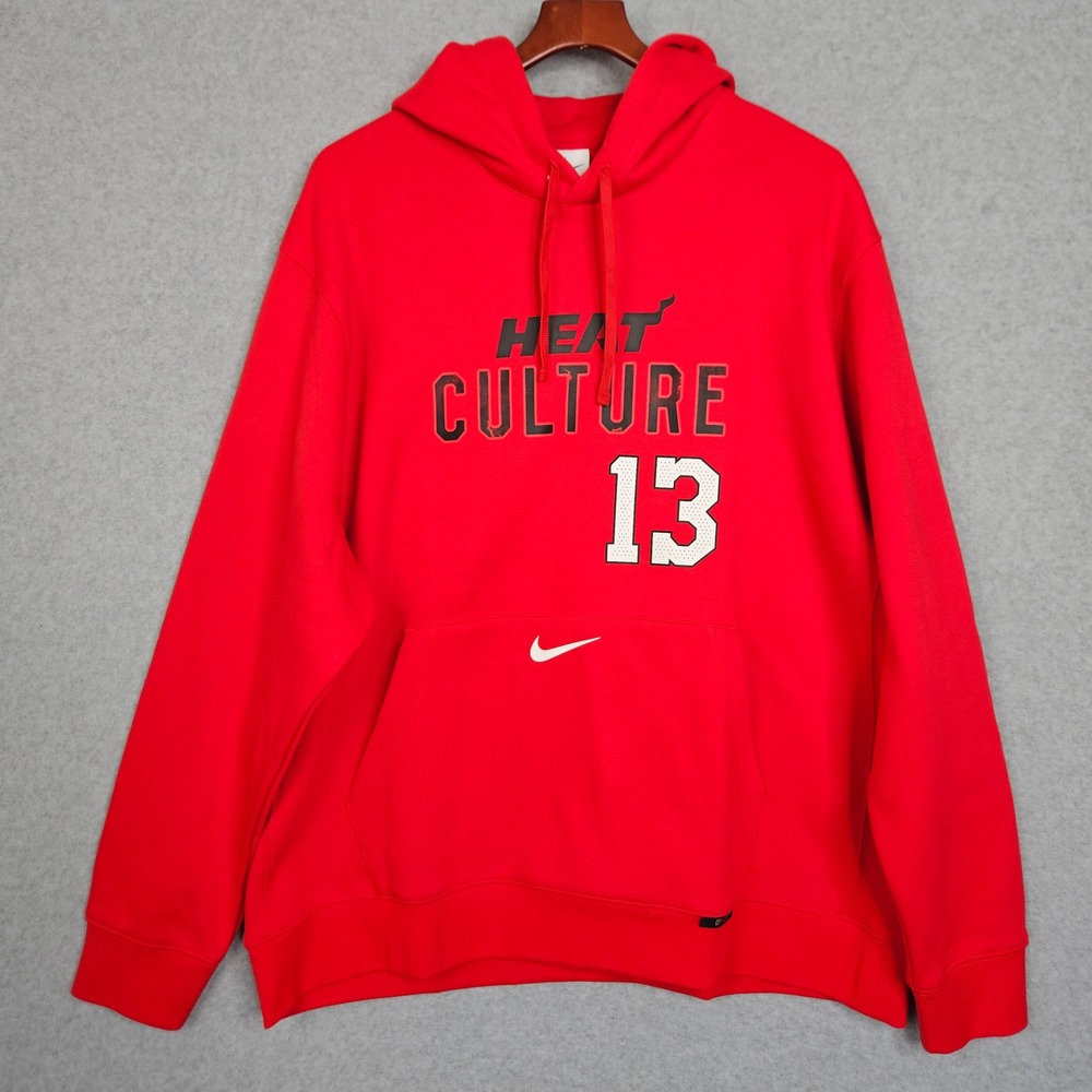 Nike Miami Heat NBA Bam Adebayo #13 Red Basketball Hoodie Mens 2XL City Edition‎